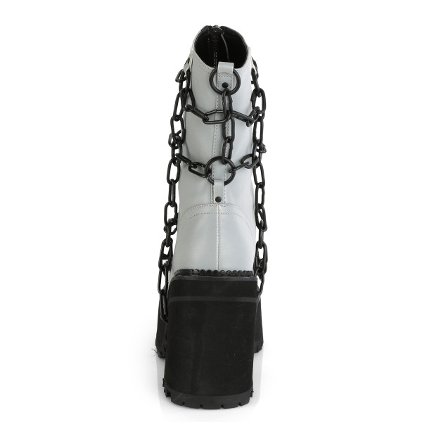 DemoniaCult Damen Plateau Stiefel mit Kettenbehang Assault-66 grau