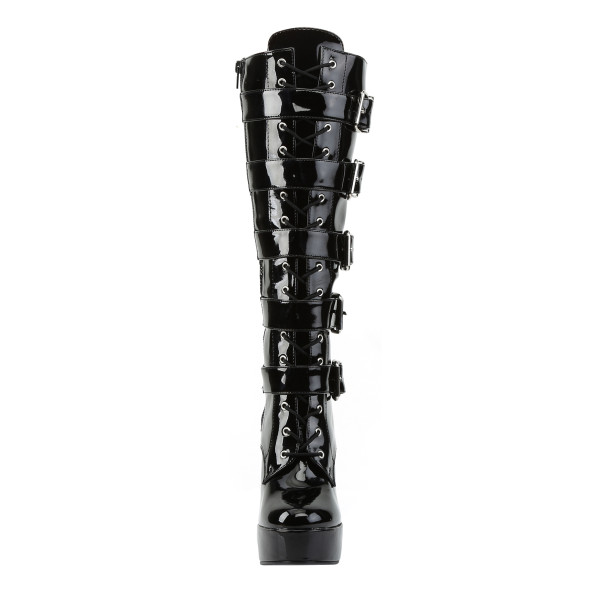 PleaserUSA Plateau-Kniestiefel Electra-2042 Lack schwarz