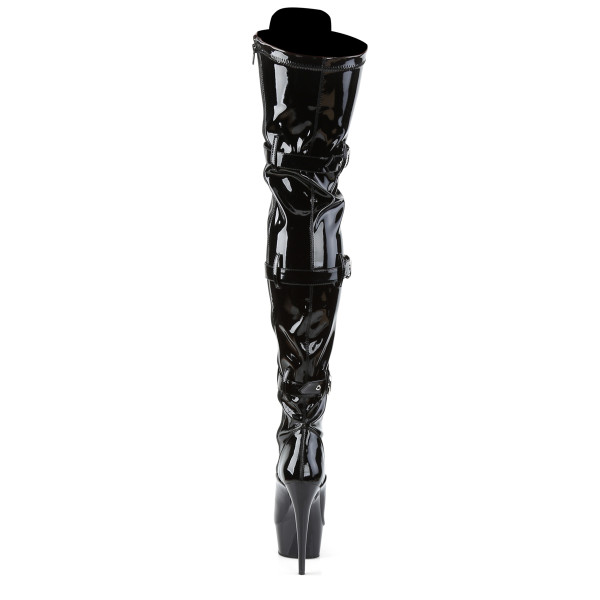 PleaserUSA Plateau-Overknee-Stiefel Delight-3028 Lack schwarz
