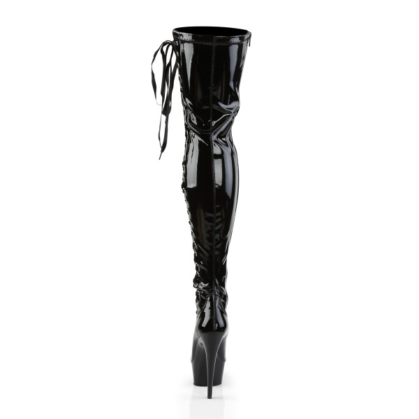 PleaserUSA Plateau-Overknee-Stiefel Delight-3050 Lack schwarz