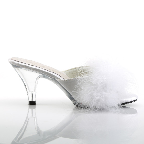 Fabulicious Damen Pantoletten mit Feder Belle-301F weiß