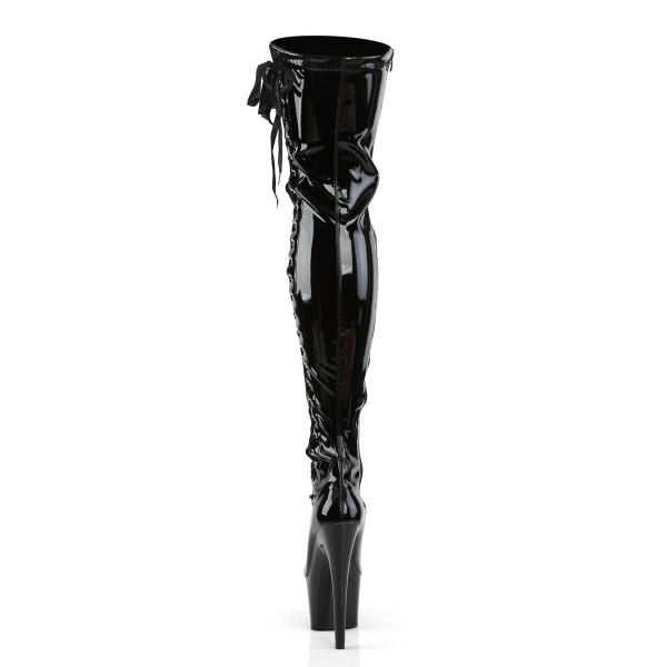 PleaserUSA Plateau Overknee Stretch Stiefel Adore-3050 Lack schwarz