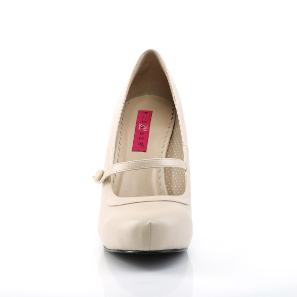 Pink Label Damen Übergrößen Mary Janes Pumps Pinup-01 creme matt