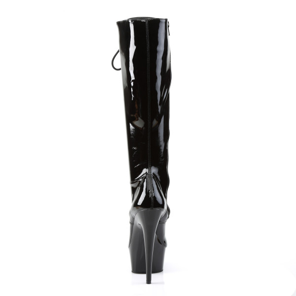 PleaserUSA Plateau-Kniestiefel Delight-2023 Lack schwarz