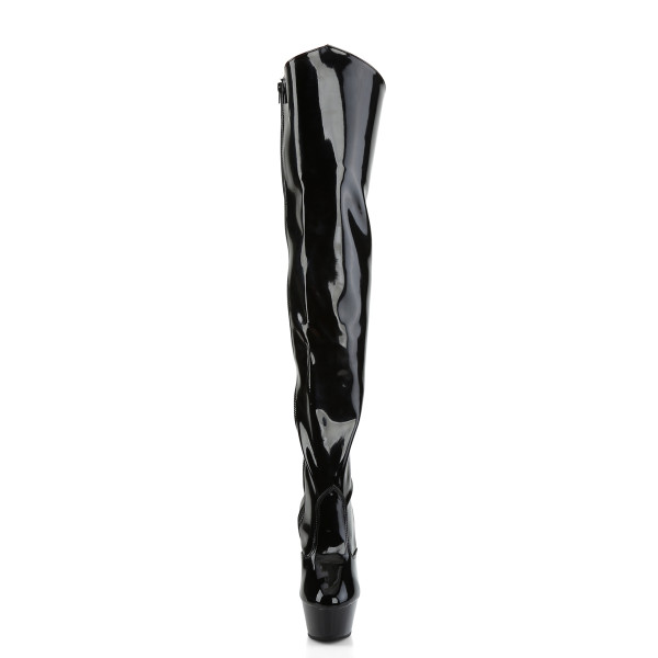 PleaserUSA Plateau-Overknee-Stiefel Kiss-3010 Lack schwarz